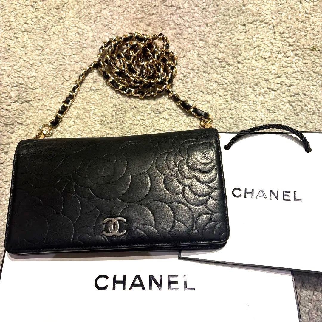 CHANEL シャネル　カメリア　長財布　チェーンウォレット　ショルダーバッグ