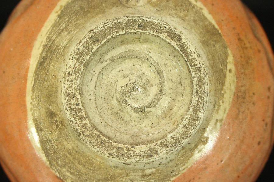 茶道具 小川長楽作 赤楽茶碗 在印 保証(LC721)