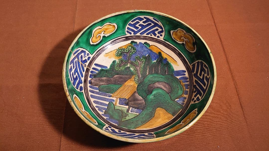 古九谷九谷焼青九谷吉田屋松山正院大皿蔵出し1客