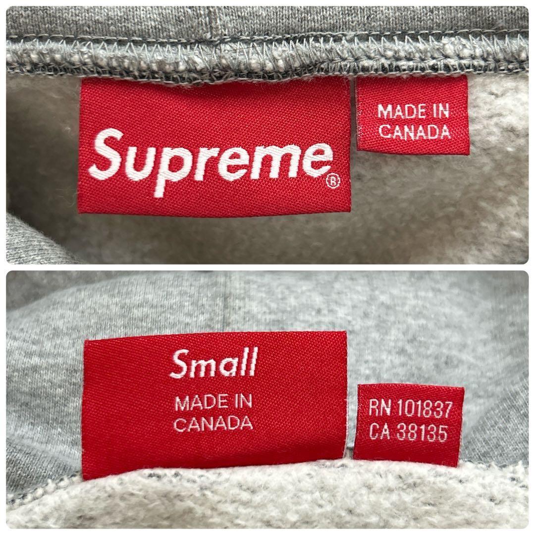 3750M【人気モデル】シュプリーム☆刺繍Sロゴ 色切り替え パーカー グレー