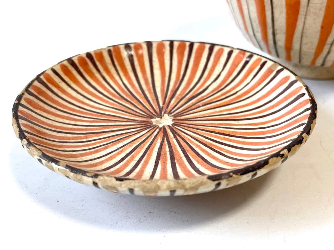 骨董 アンティーク 麦藁手 蓋碗 蓋茶碗 お碗 飯碗 絵瀬戸 白州正子 民芸