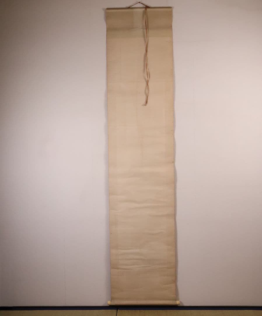 模写】松雲山人 飛瀑図 滝 人物 山水 絹本 掛軸 彩色 MB130