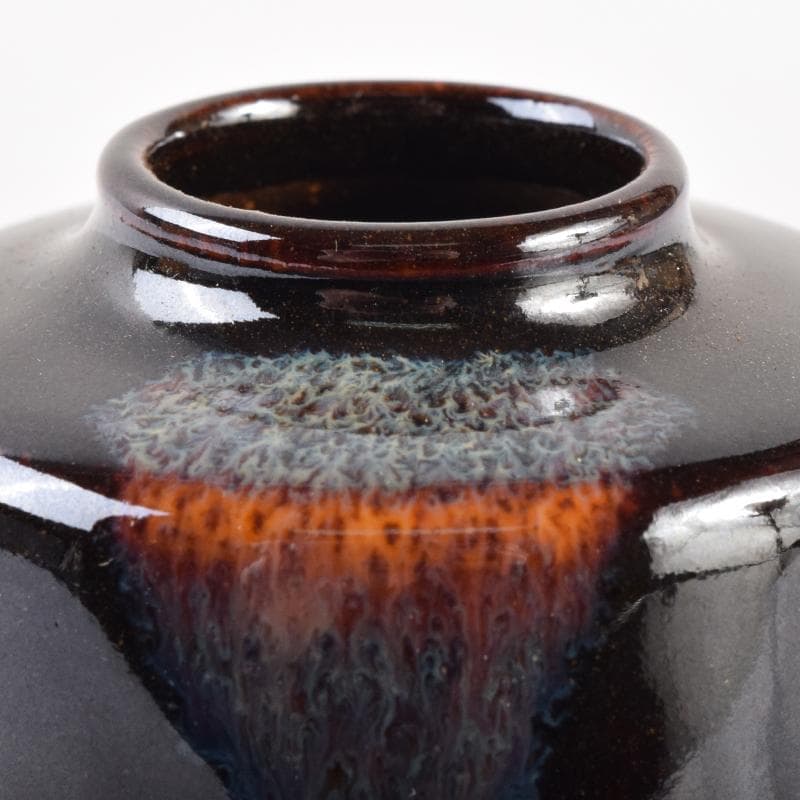 茶道具 高取焼 清水茂生造 文琳茶入 仕覆付 共箱 V 7006