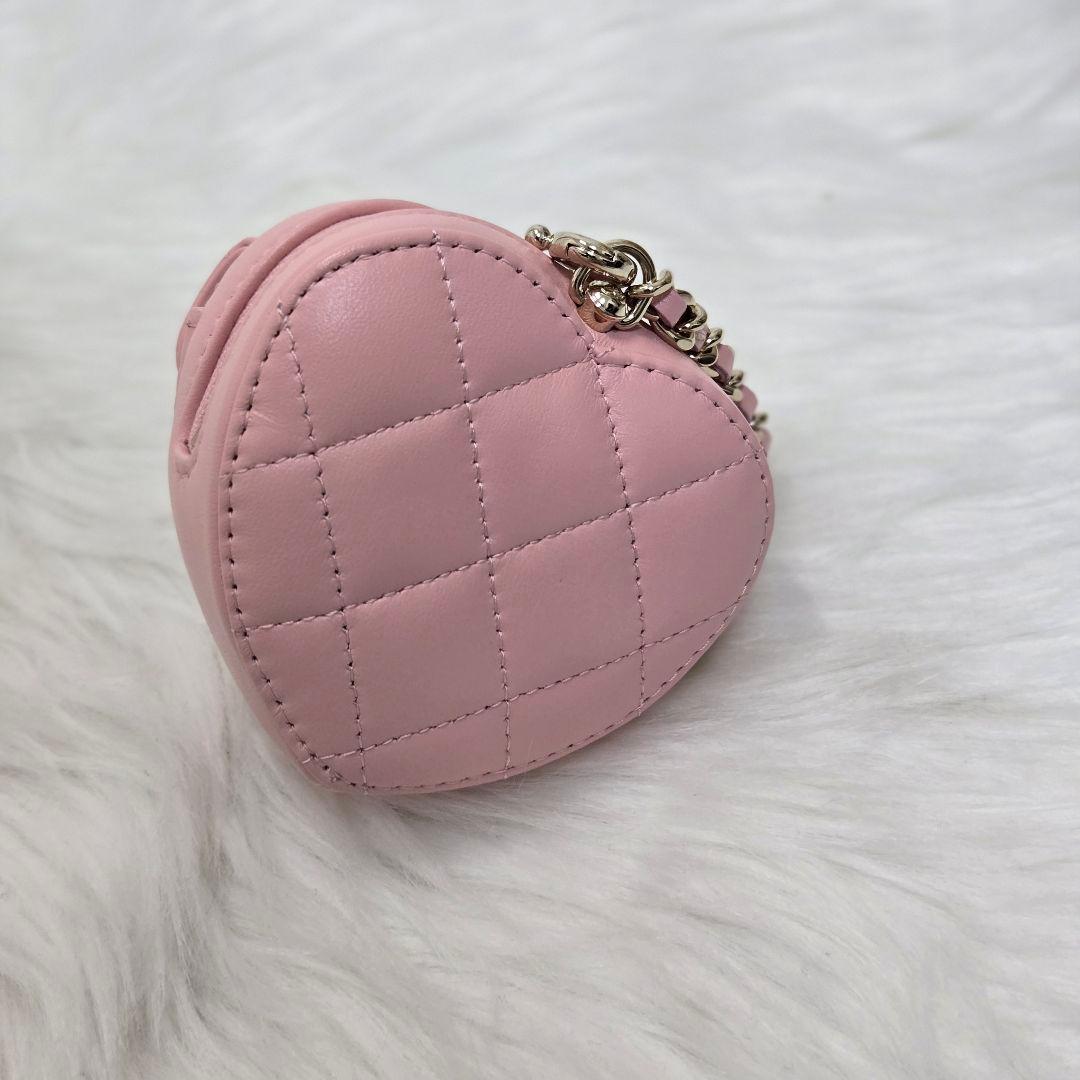 CHANEL シャネル　ハート　バッグチャーム　ケース ピンク