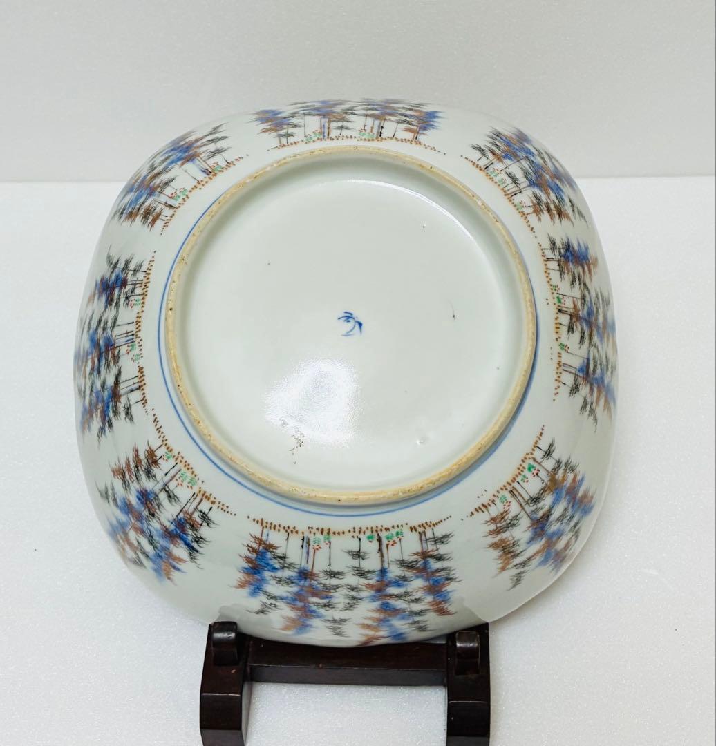 明治 香蘭社 有田焼 オールド香蘭社 代表意匠 色絵竹林鮎文 大鉢