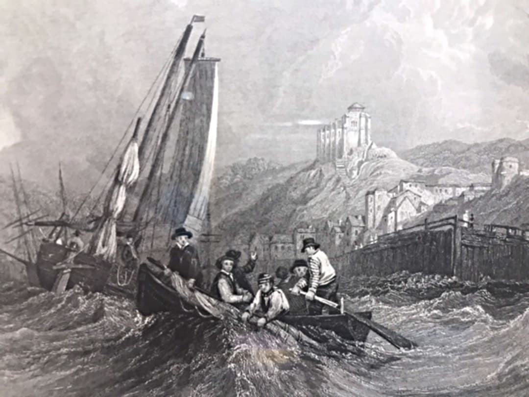 美術品 絵画 銅版画 海洋画 1834年 船 帆船 スティールエングレーヴィング