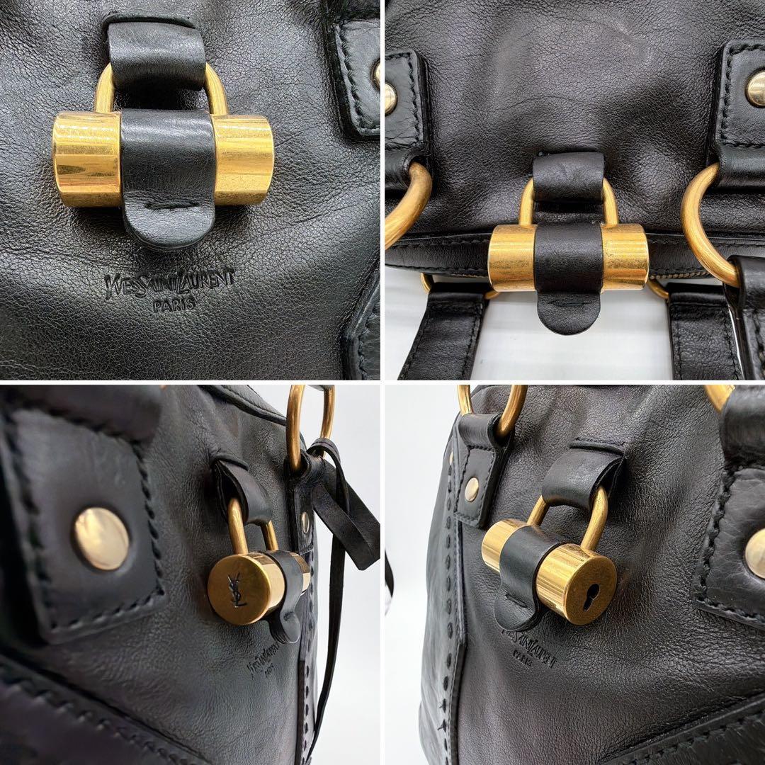 美品✨【イヴサンローラン】ミューズ オールレザー ハンドバッグ ブラック カデナ