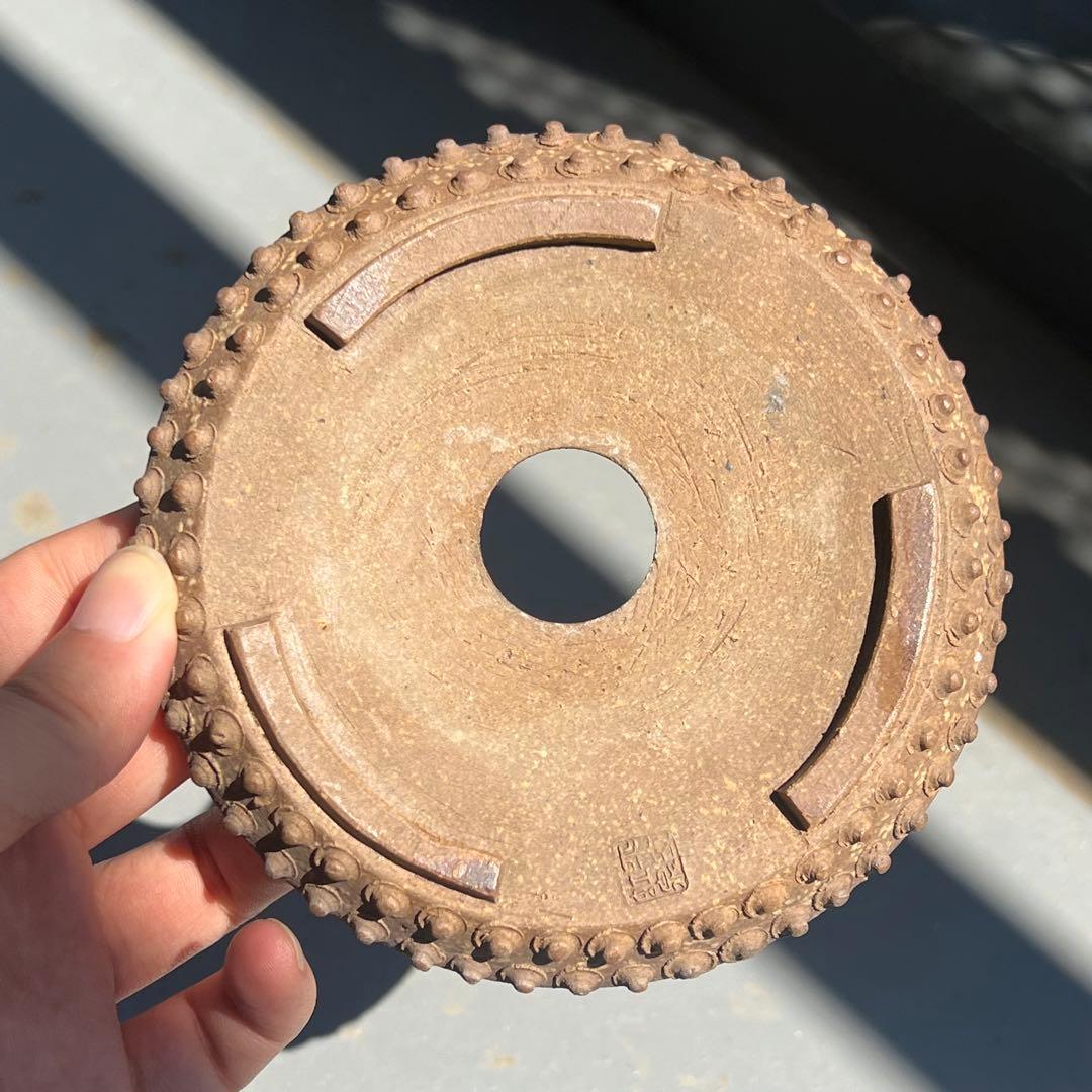 772.平安虹泉 梨皮鼓釘丸 盆栽鉢 植木鉢 12.4*1.8cm