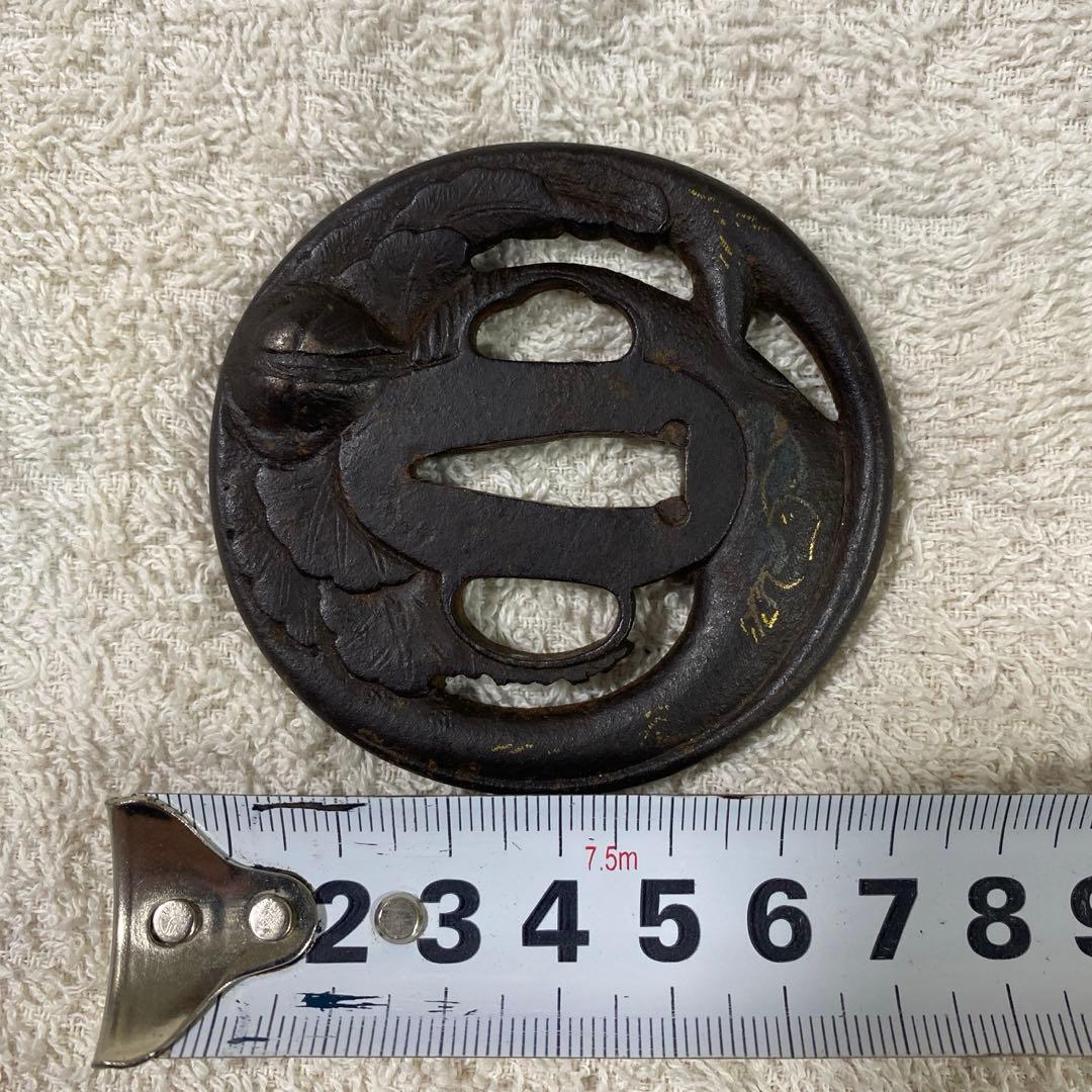 B-72 鍔　金象嵌　武具　刀装具　骨董品　時代物　日本　美術品　工芸品