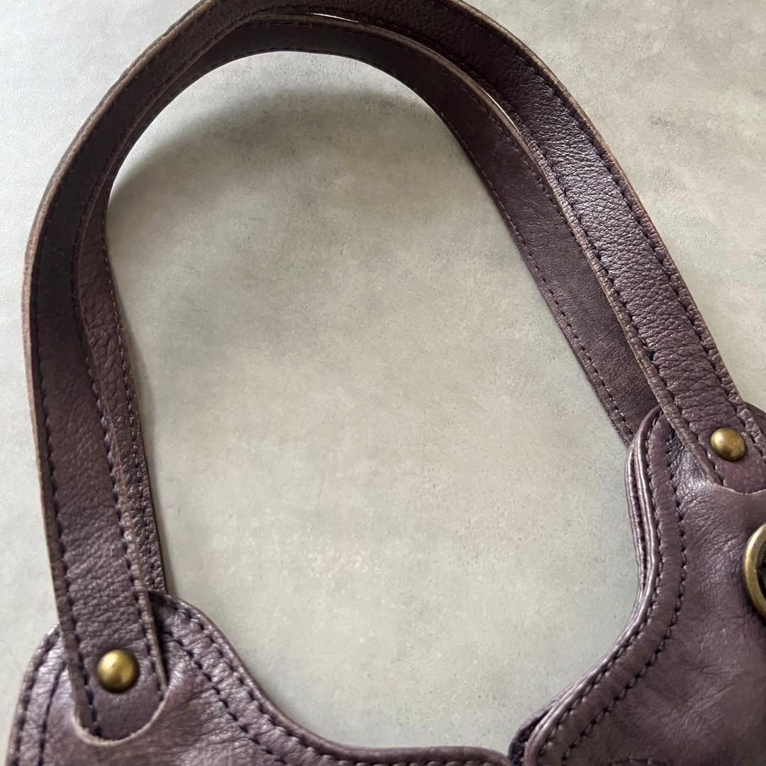 【美品】 アナスイ バタフライ レザー ハンド バッグ ANASUI パープル