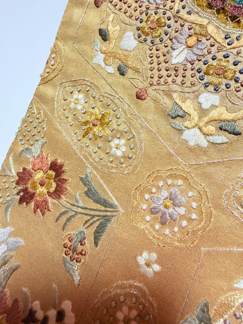 高級 袋帯 正絹 六通柄 汕頭刺繍 相良刺繍 蘇州刺繍 ゴールド 約120万