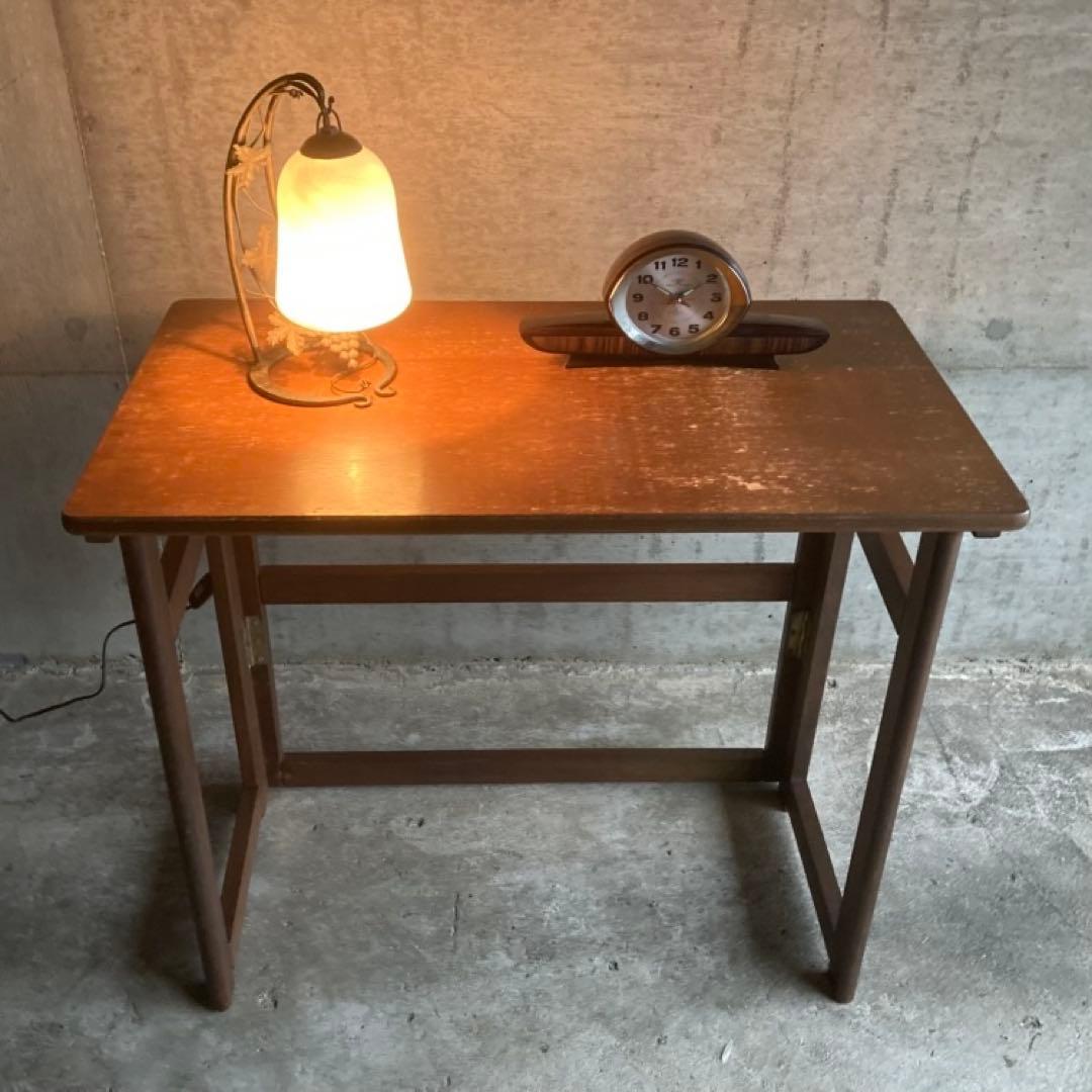 レトロな味のある机 テーブル デスク 作業台 勉強机 折り畳み 角型 木製