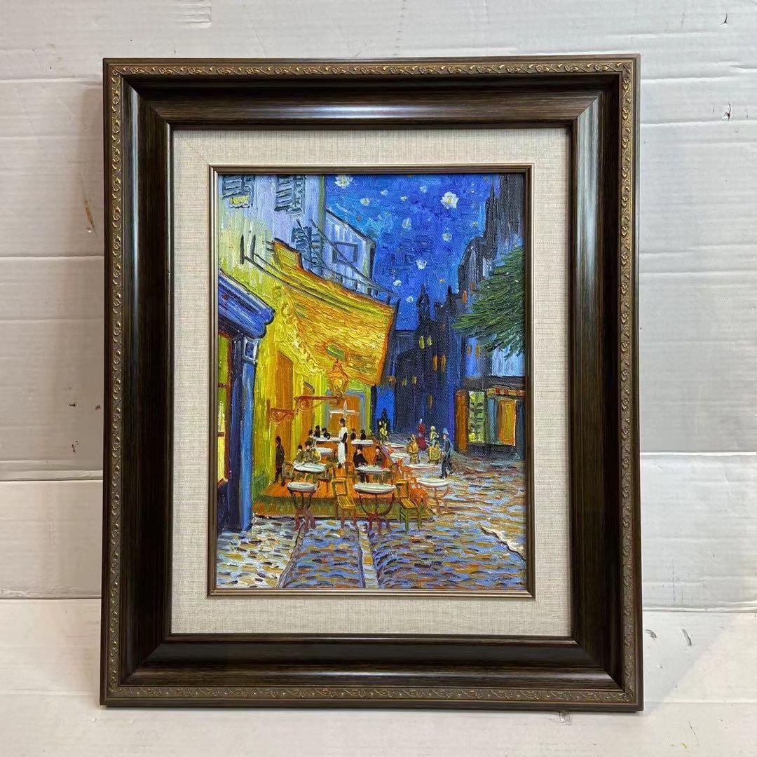 ゴッホ模写 油絵額縁付き 30×40cm名画インテリア 絵画 カフェテラスの