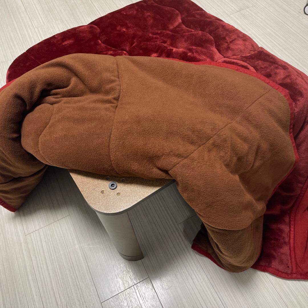 一人用こたつ フラットヒーター リバーシブルこたつ布団付き レッド