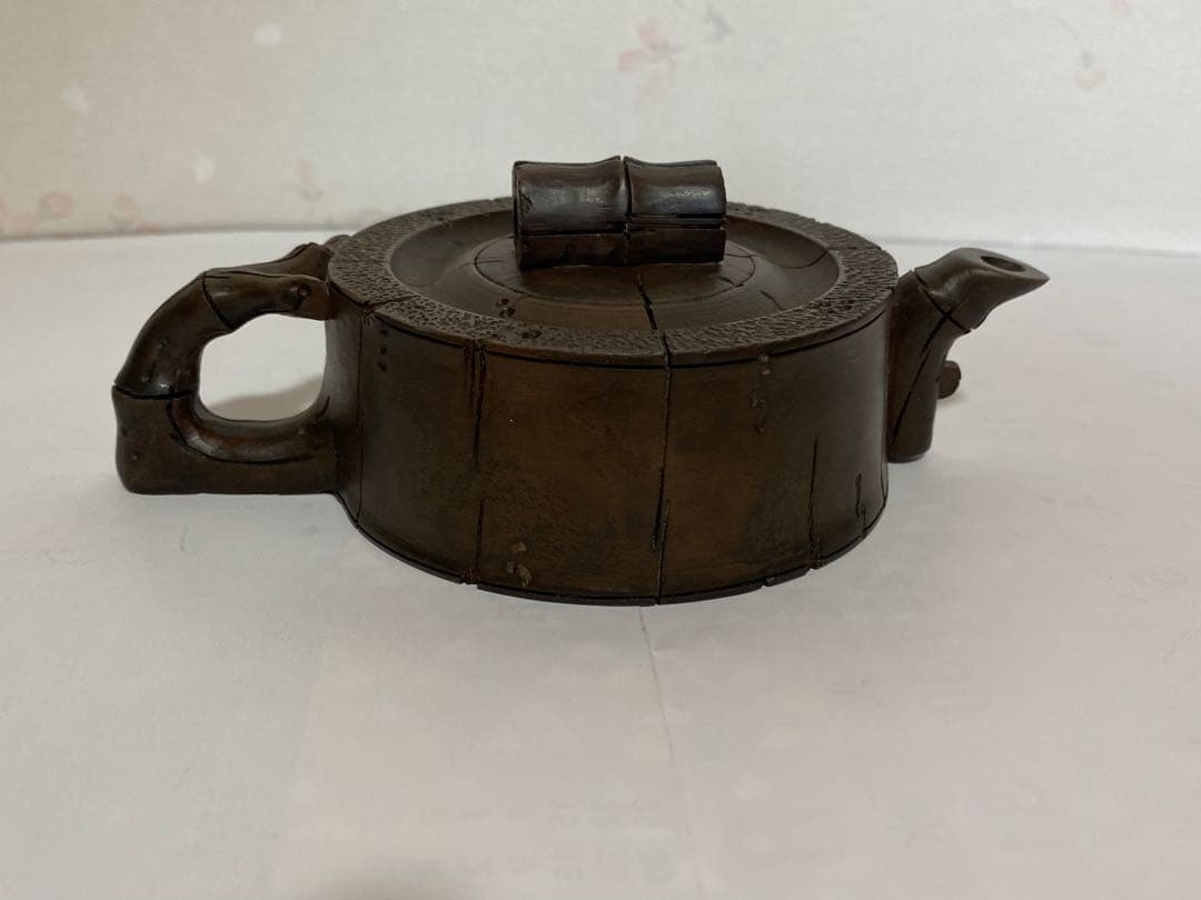 ♢中国？台湾 竹節形 茶道具1式 茶壺 茶碗 盆 急須 紫泥 煎茶道具