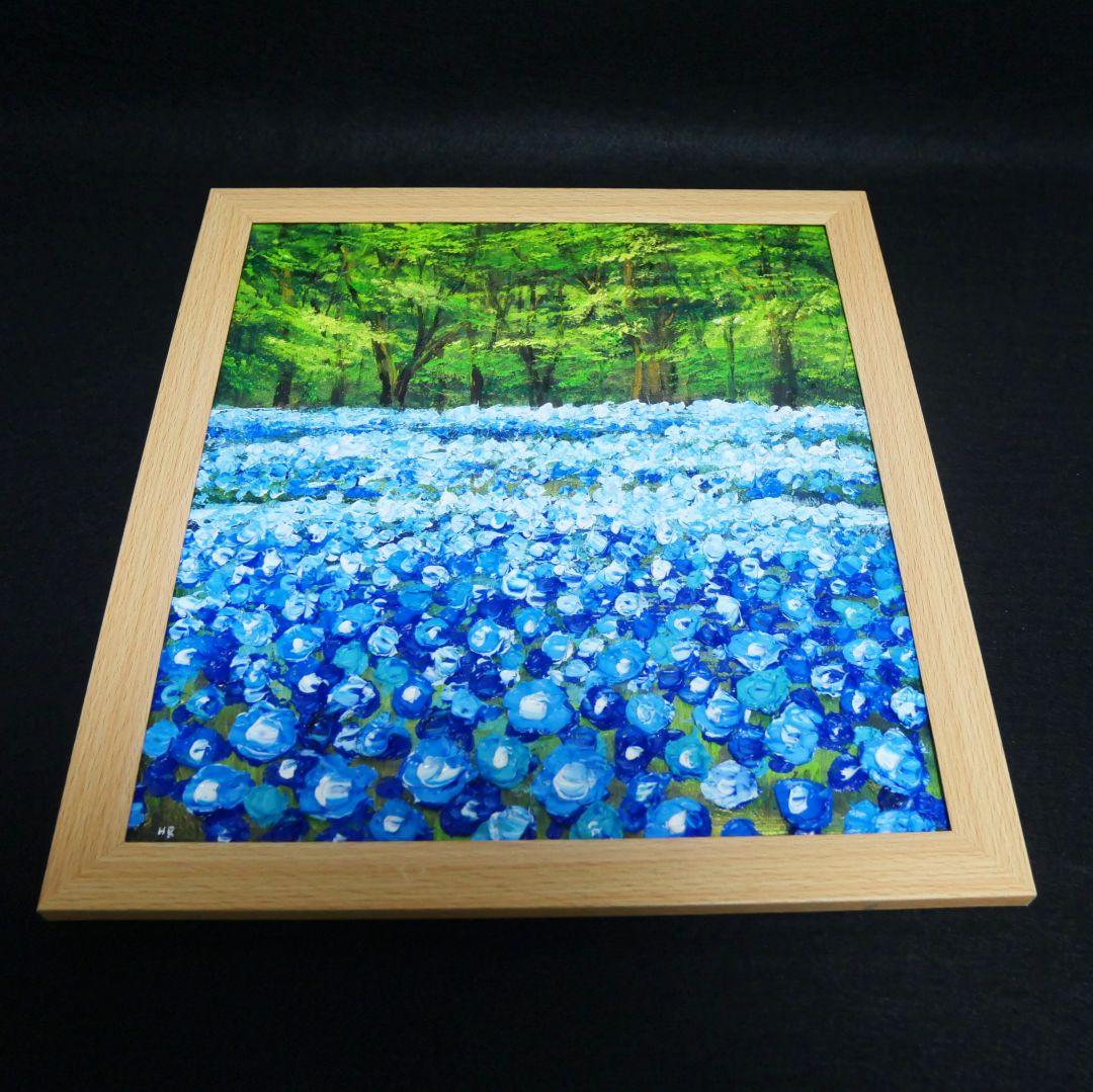 油絵 油彩 油彩画 絵 絵画 【青い花の森の中】