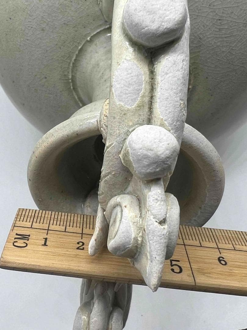 唐時代 白磁双龍耳大尊 巩県窯白瓷 【旧家旧蔵】 希少貴重 花入(B-68