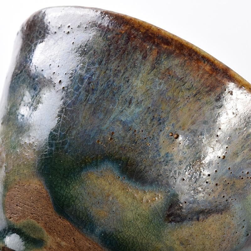 瀬戸焼 古瀬戸 窯変 海鼠釉 ぐい呑 酒盃 書付時代箱 V R7768