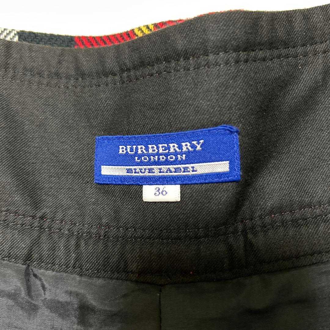 バーバリーブルーレーベル　キュロットスカート　チェック　赤