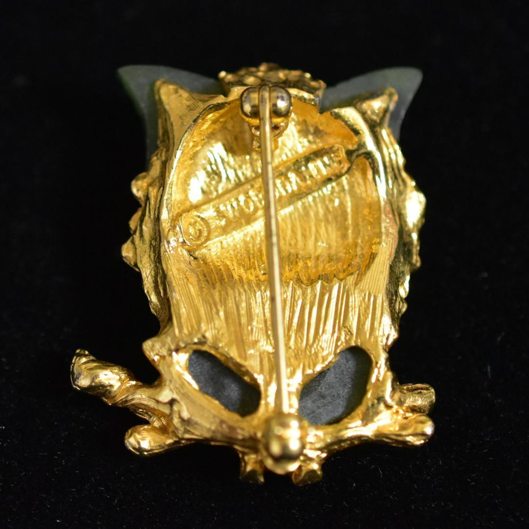 ヴィンテージ スワボダ SWOBODA刻印 翡翠のふくろう/梟のブローチ