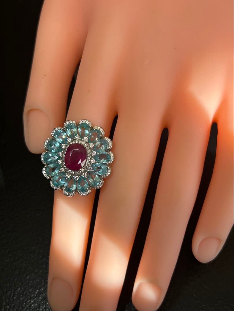 lomilomi❣️天然ルビー✖️アパタイトデザインリング10号