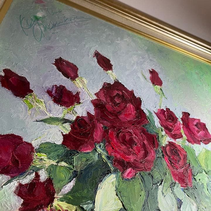 ◆【葦原邦子】『白いつぼのバラ』1984年 F12号 元宝塚歌劇団トップスター◆