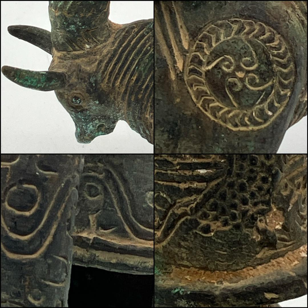 銅器牛宮灯　ヴィンテージ　ウシ　オブジェ　置物　真鍮　インテリア　アンティーク