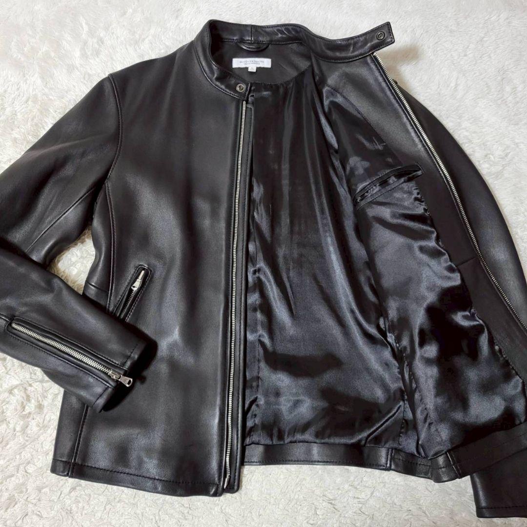 美品✨ ユナイテッドアローズ ラムレザー シングルライダース 羊革 ブラック L ユナイテッドアローズ ライダースジャケット ラムレザー 羊革 ブラック L