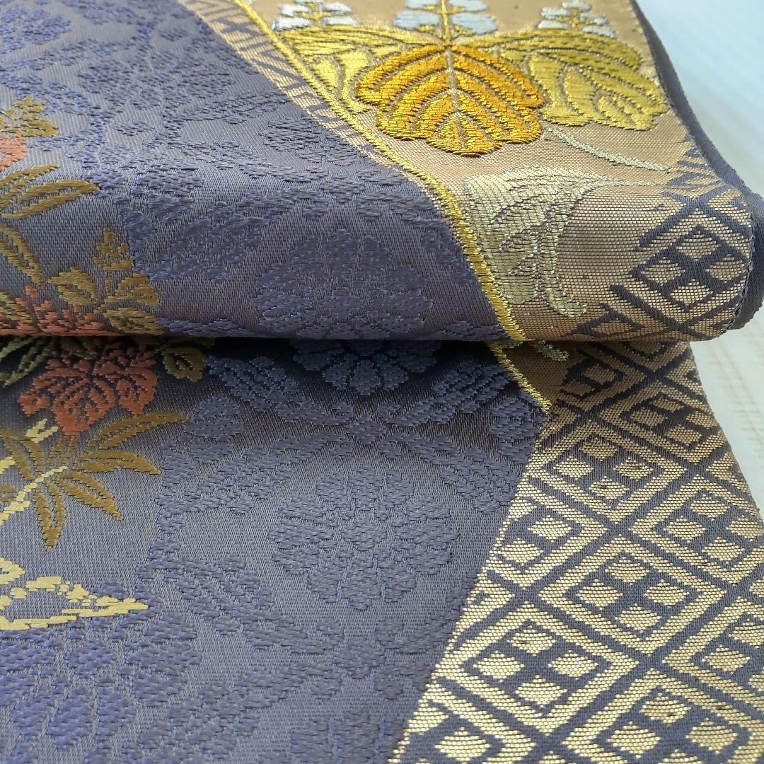 袋帯】灰紫の気品＊有職文様がずらり並ぶ“雅の世界｜裂