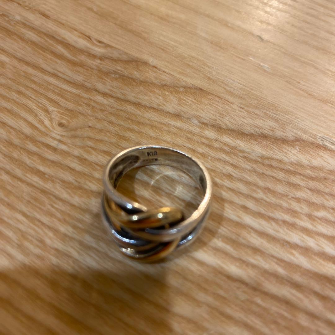 k18 18k シルバー　silver 925 コンビ　リング　アクセサリー