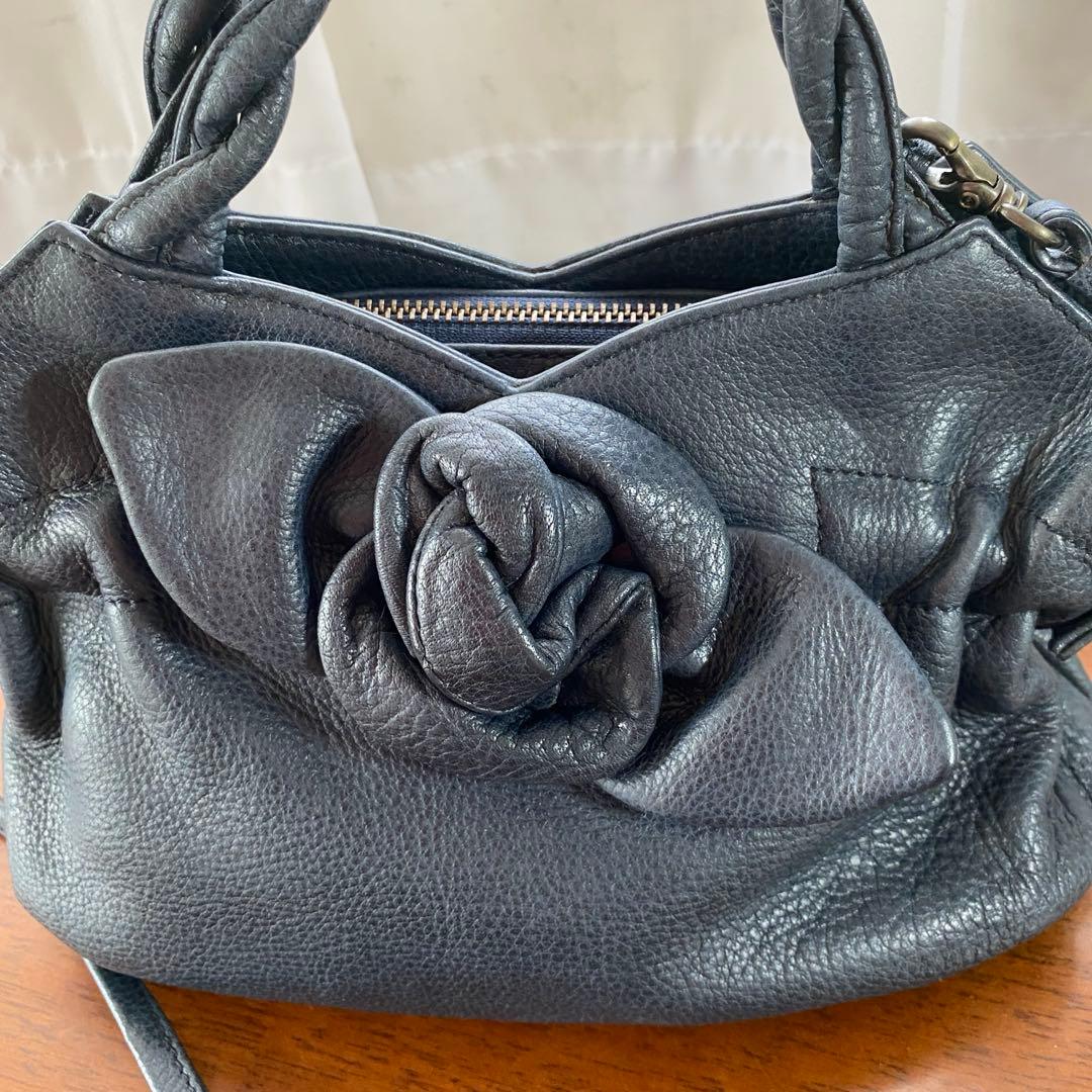 IBIZA 青山イビザ⭐︎ブラックレザーショルダー2wayバッグ 薔薇