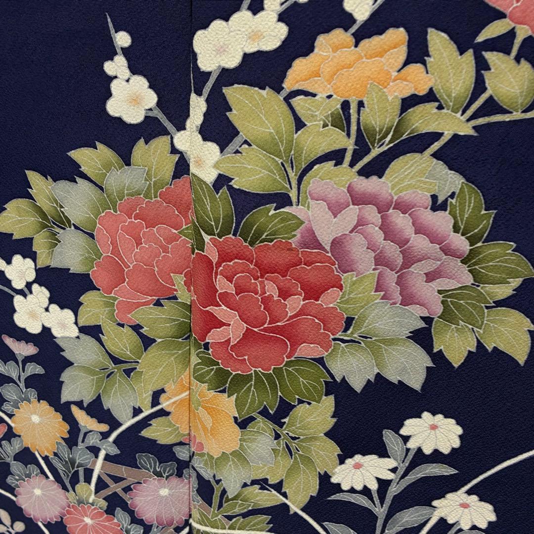 D76 訪問着 手描き花模様 丹後ちりめん 正絹 着物 袷 極美品 楽天市場