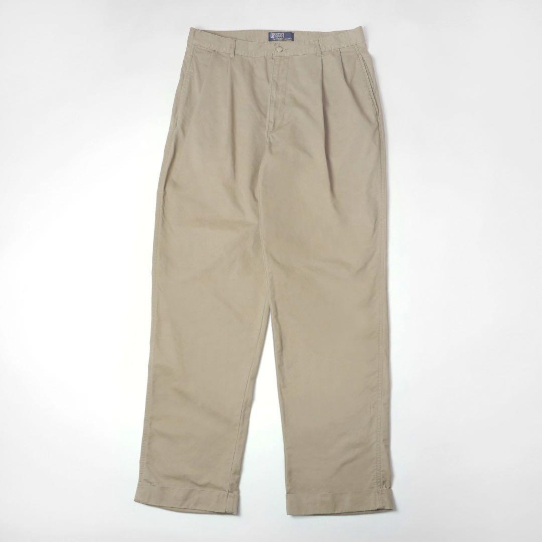 80s90s初期タグ ビンテージ ラルフローレン ポロチノ 2タックパンツW34