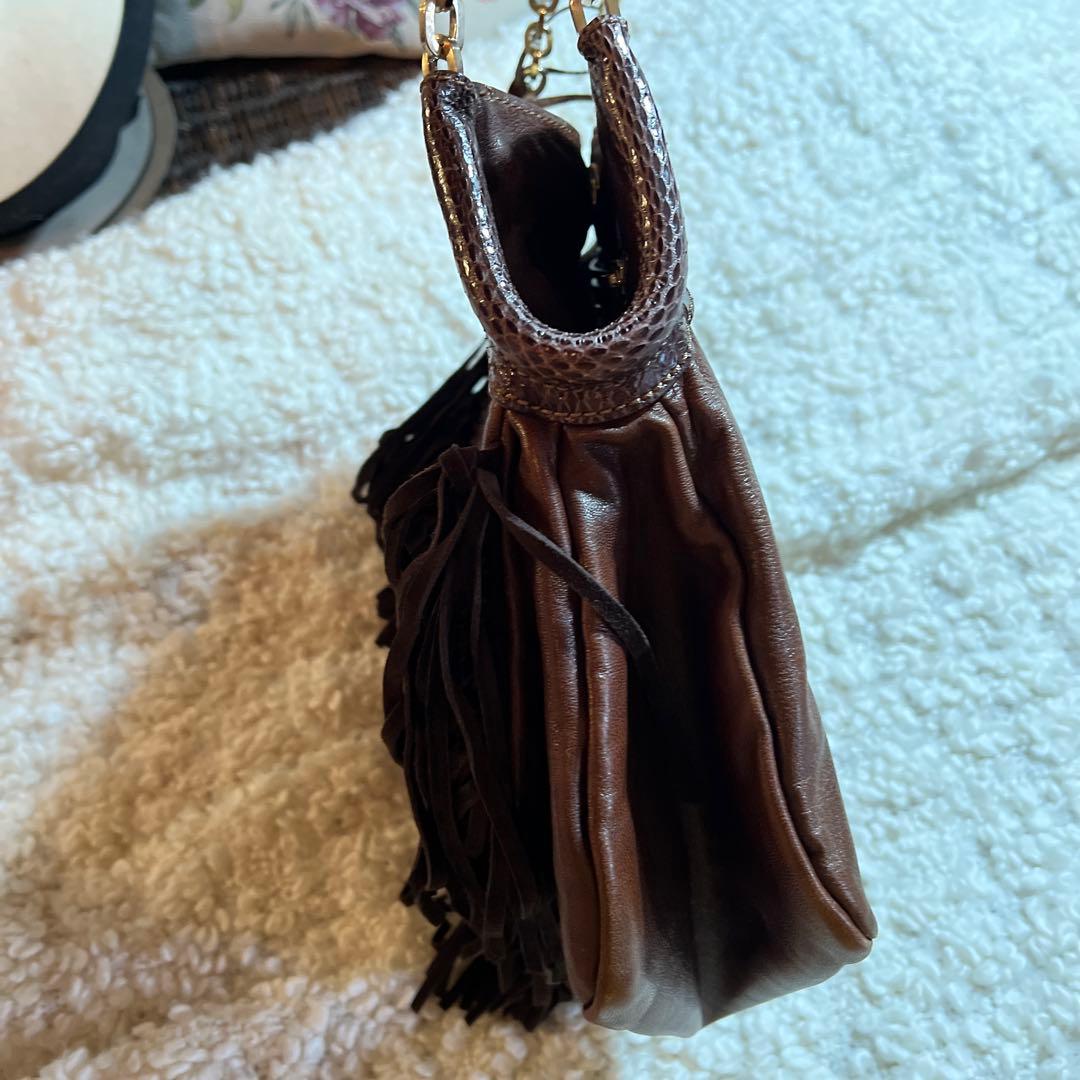 ジミーチュウ フリンジショルダーバック ブラウン