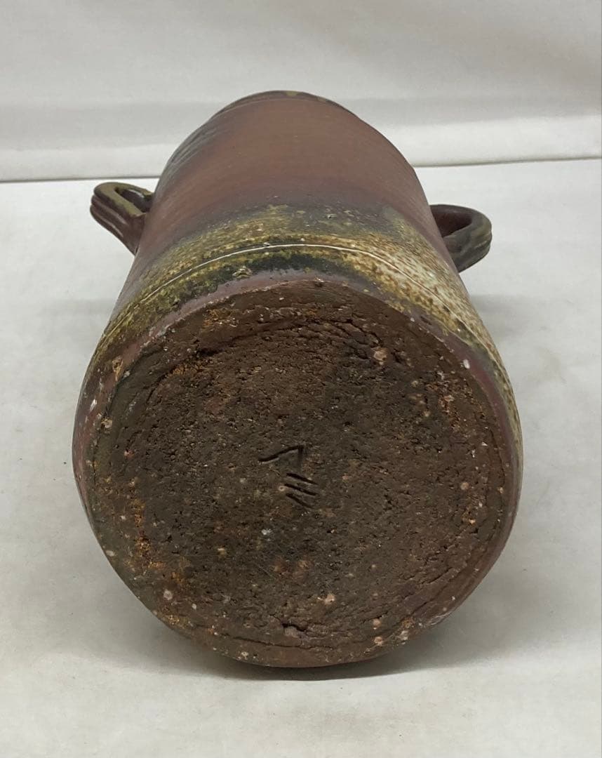 B457b「備前 花入」紀文春造　共布共箱　伊部　備前焼　日本六古窯