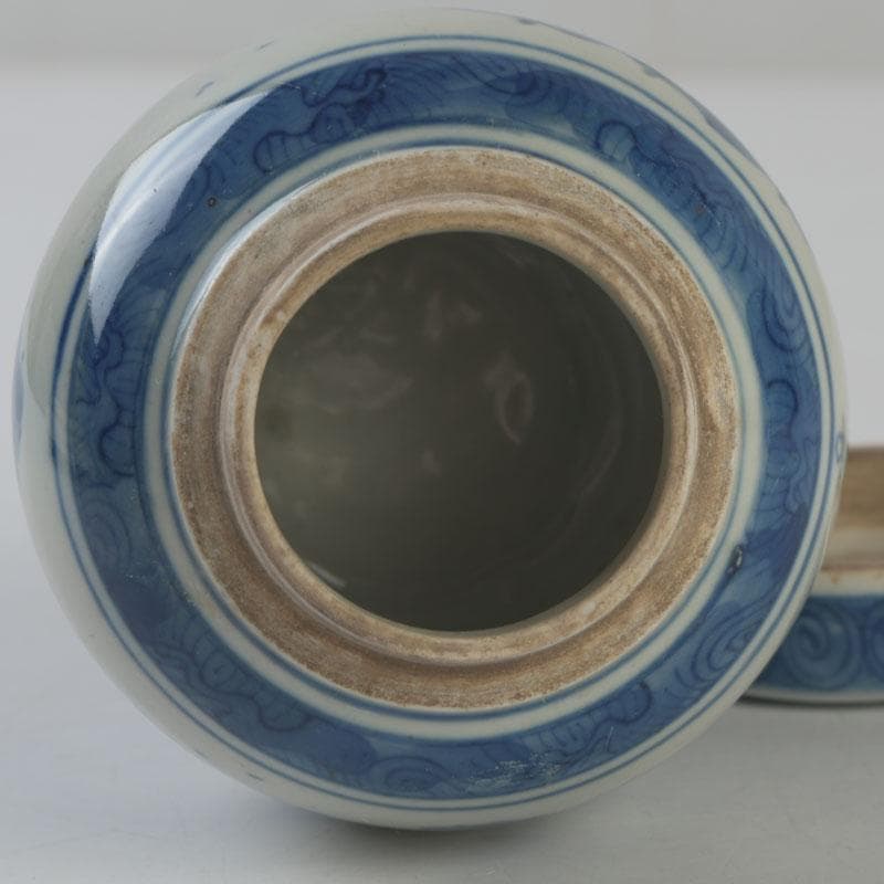 中国 青花 山水花鳥文 蓋壷 Z 8619