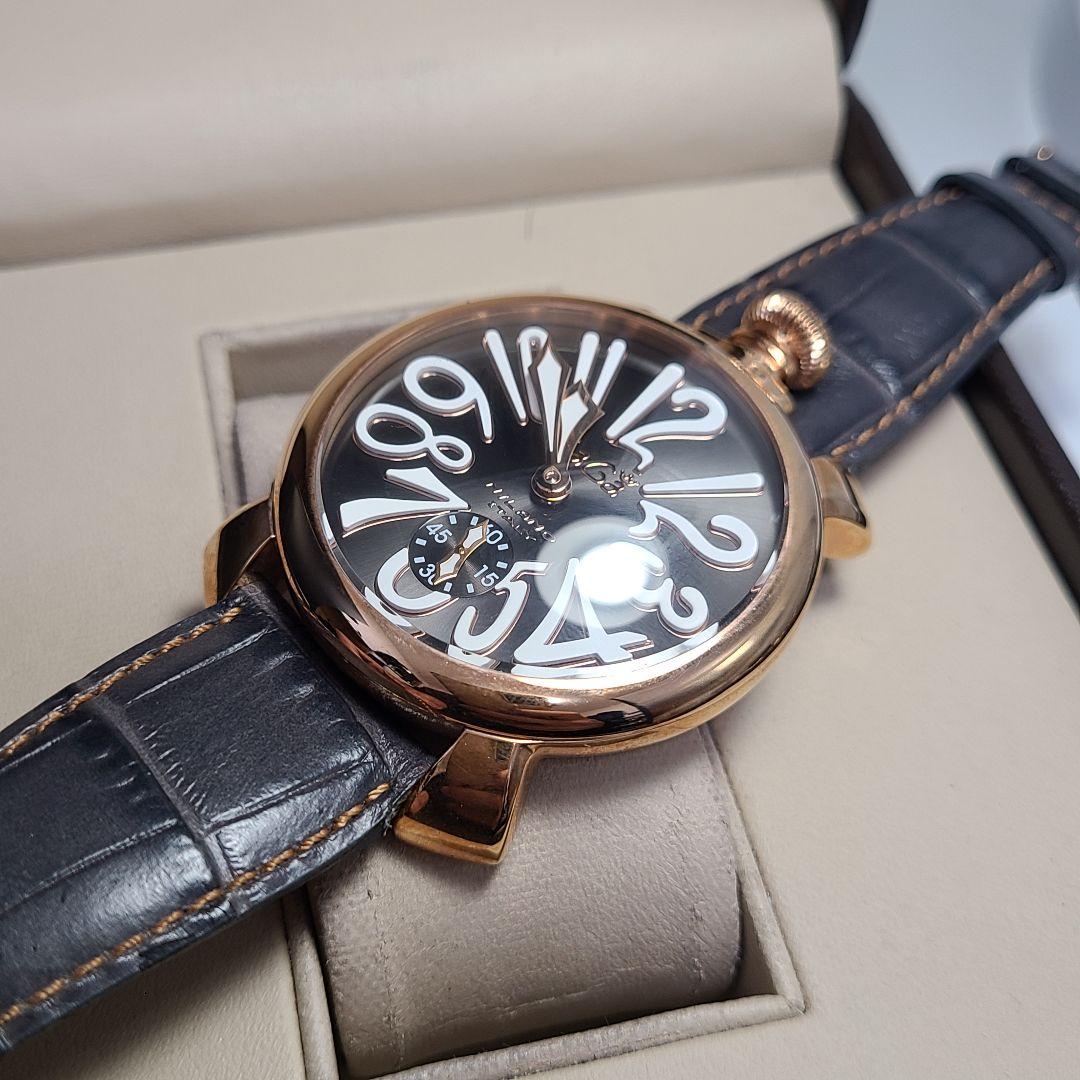 【良品】ガガミラノ　マニュアーレ48MM　純正ベルト　手巻き式　腕時計