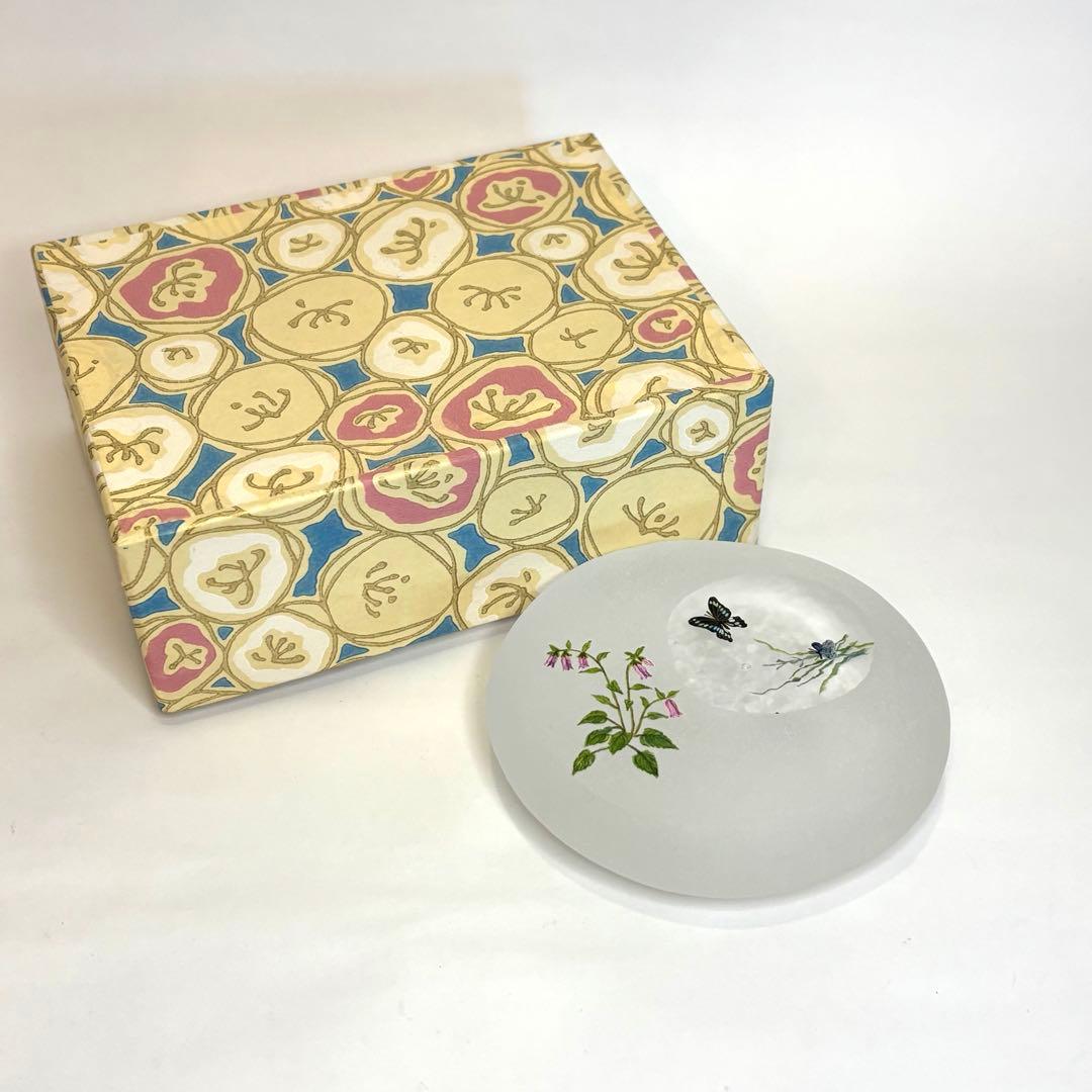 久保裕子さん作 ガラス お花 蝶々 鮎 水草 ペーパーウェイト 文鎮 オブジェ