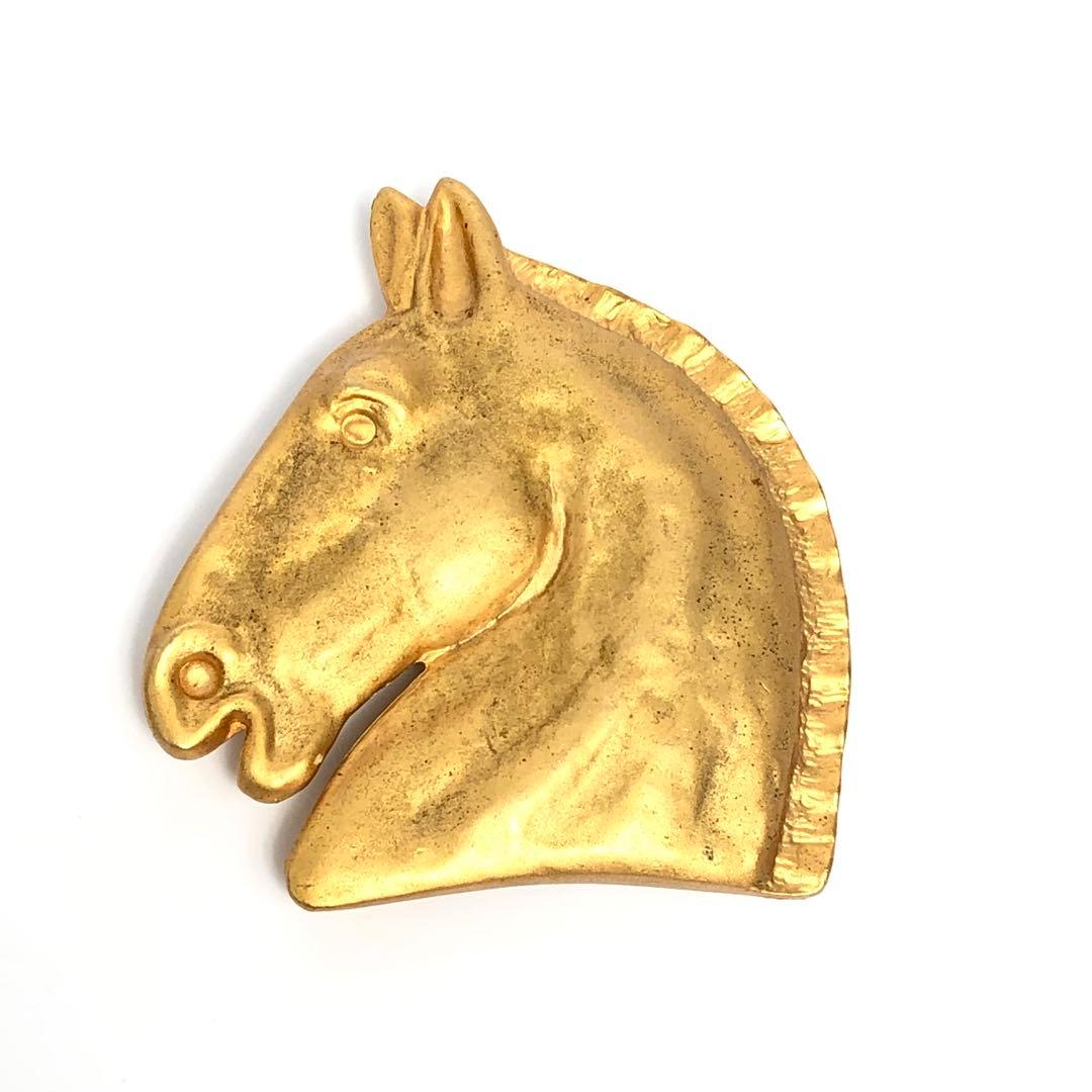 HERMES エルメス ブローチ 馬 ホース シュバル ゴールドカラー ラージ