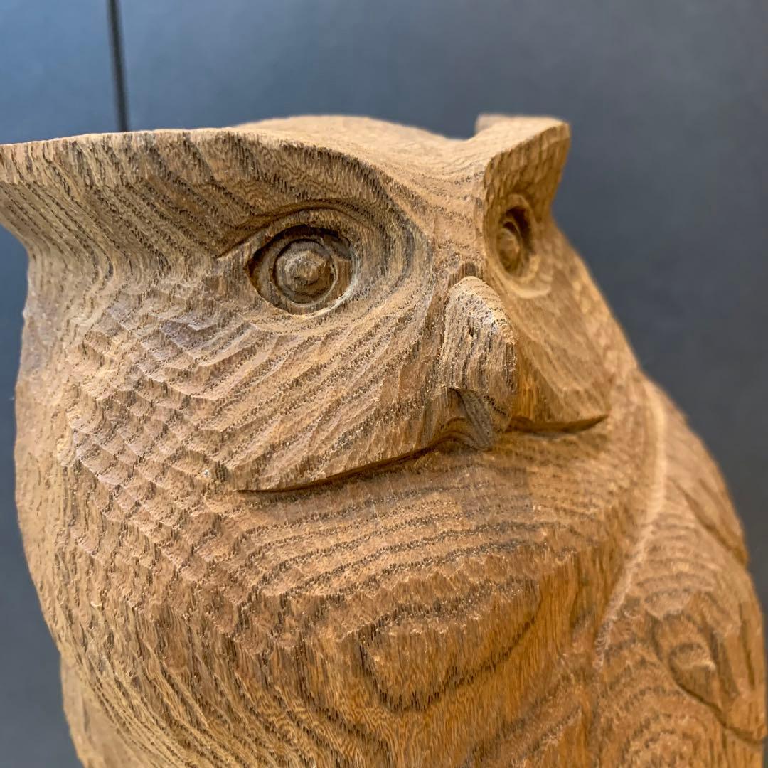 希少✨高瀬秀雄作 シマフクロウ 幸運 木彫り 風水 オブジェ 不苦労 北