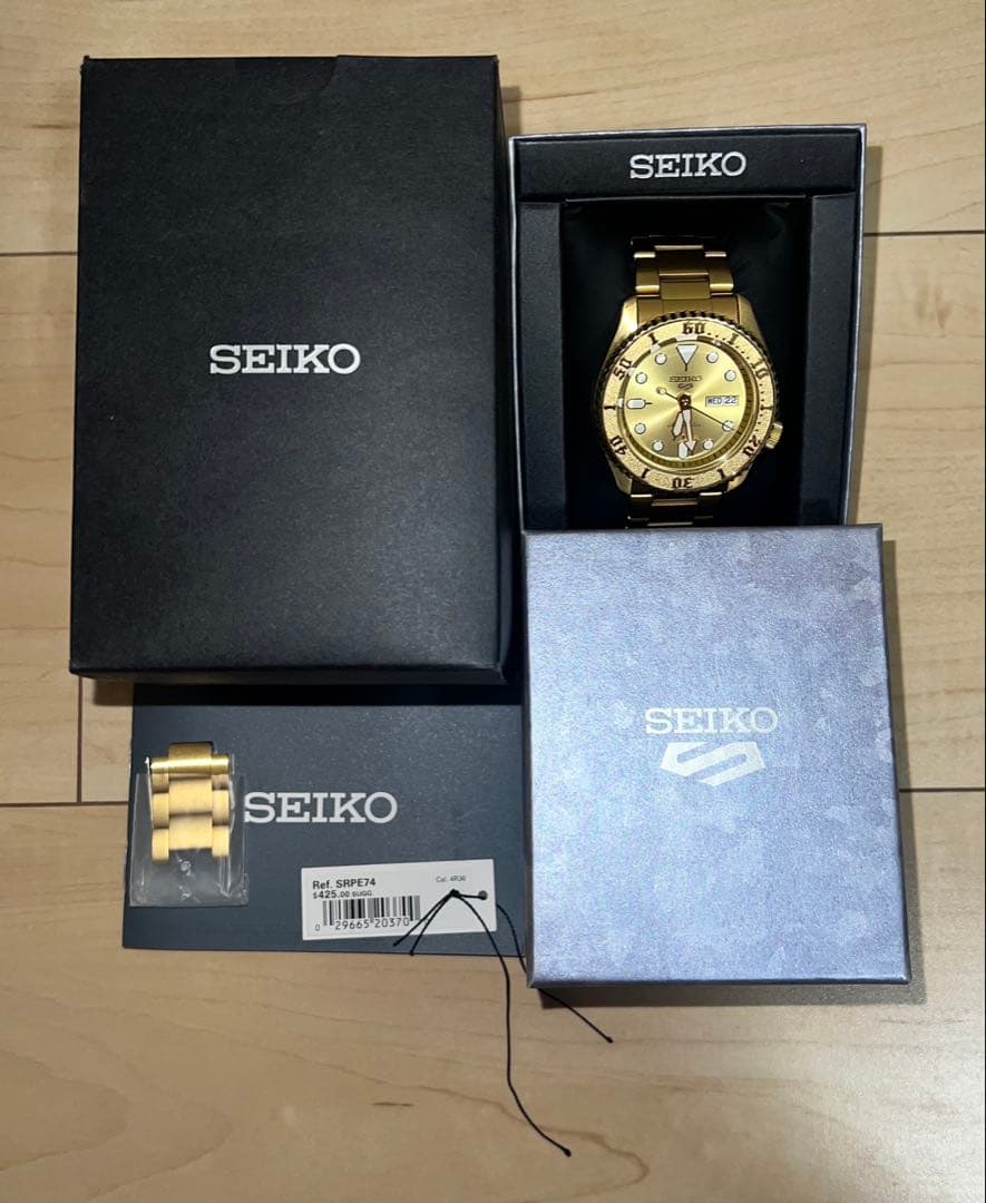 セイコー 5 スポーツ 自動巻腕時計 海外モデル　SRPE74 ゴールド