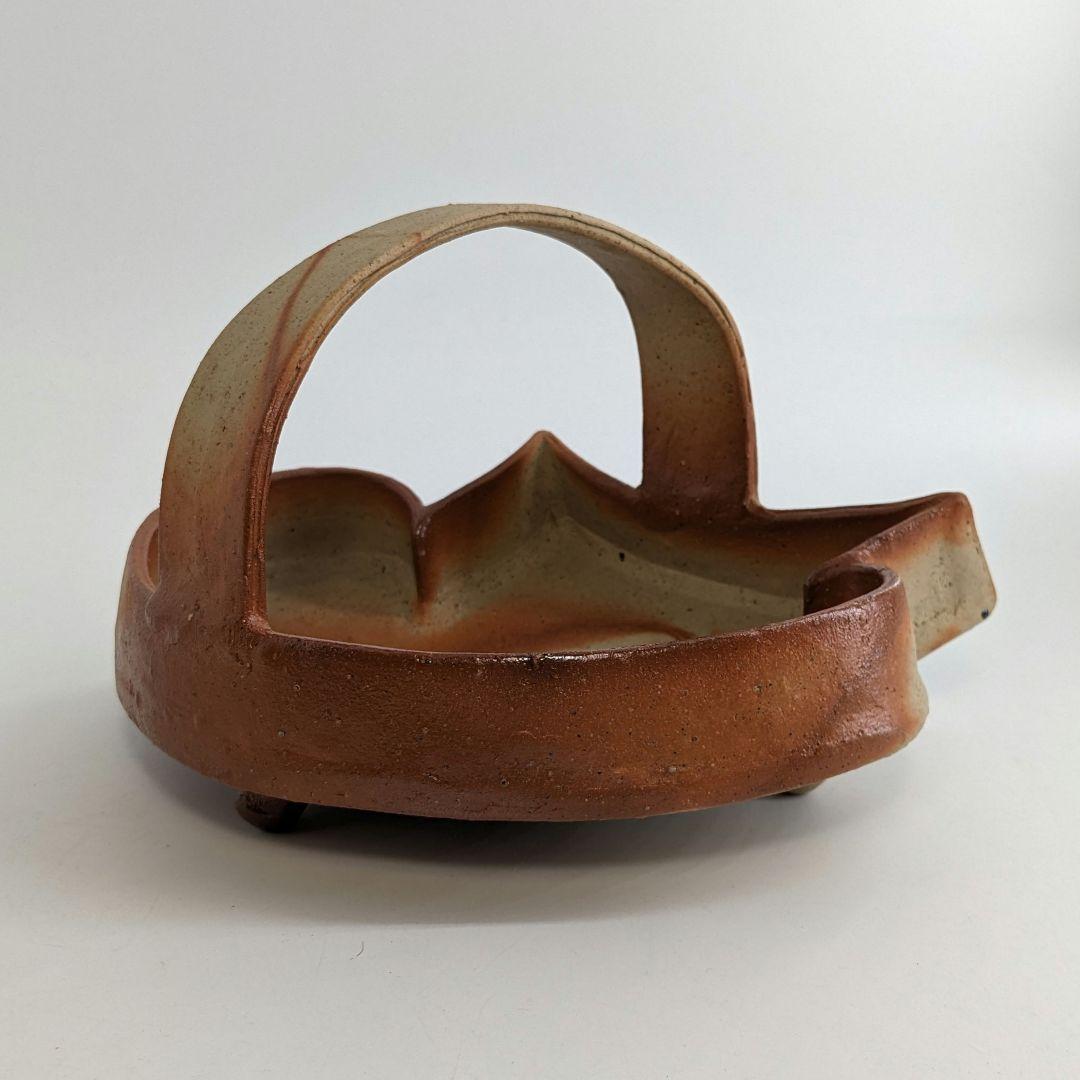 岡山県重要無形文化財 金重有邦 備前焼 「伊部ヒダスキ手付鉢」 共箱合