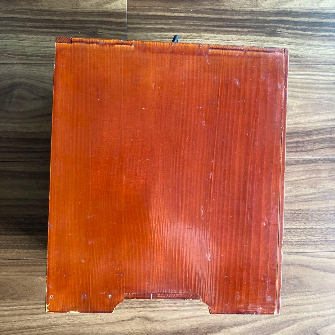 昭和十八年製 木製重箱 漆 金属ハンドル付き