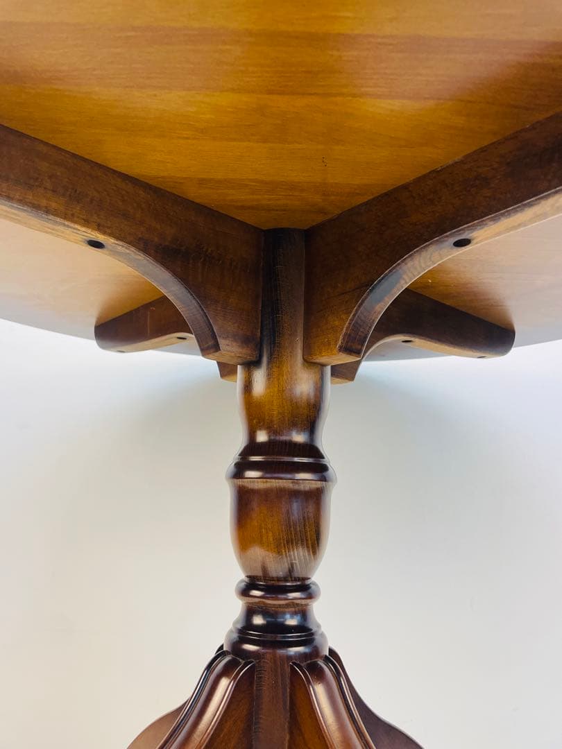 【美品】カリモク 丸テーブル 80cm ラウンド ダイニング　ブラウン