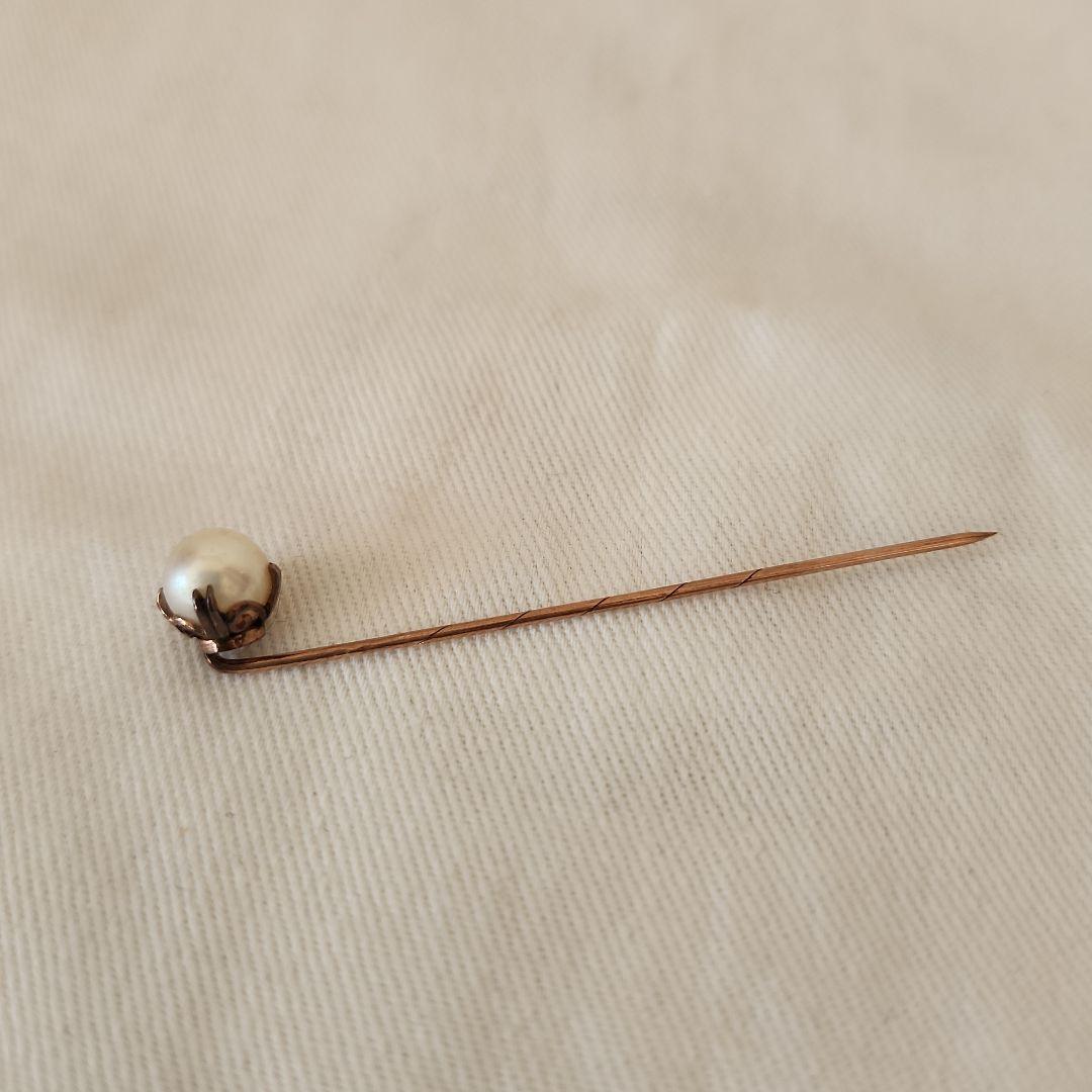 イギリスアンティーク　パールつきスティックピン9金　ヴィクトリア時代 イギリスアンティークパールつきスティックピンヴィクトリア時代