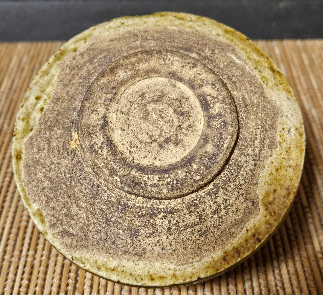 時代物 明治時代頃 徳川紋 葵紋 黄瀬戸 たんぱん 茶碗 茶道具茶器 尾張