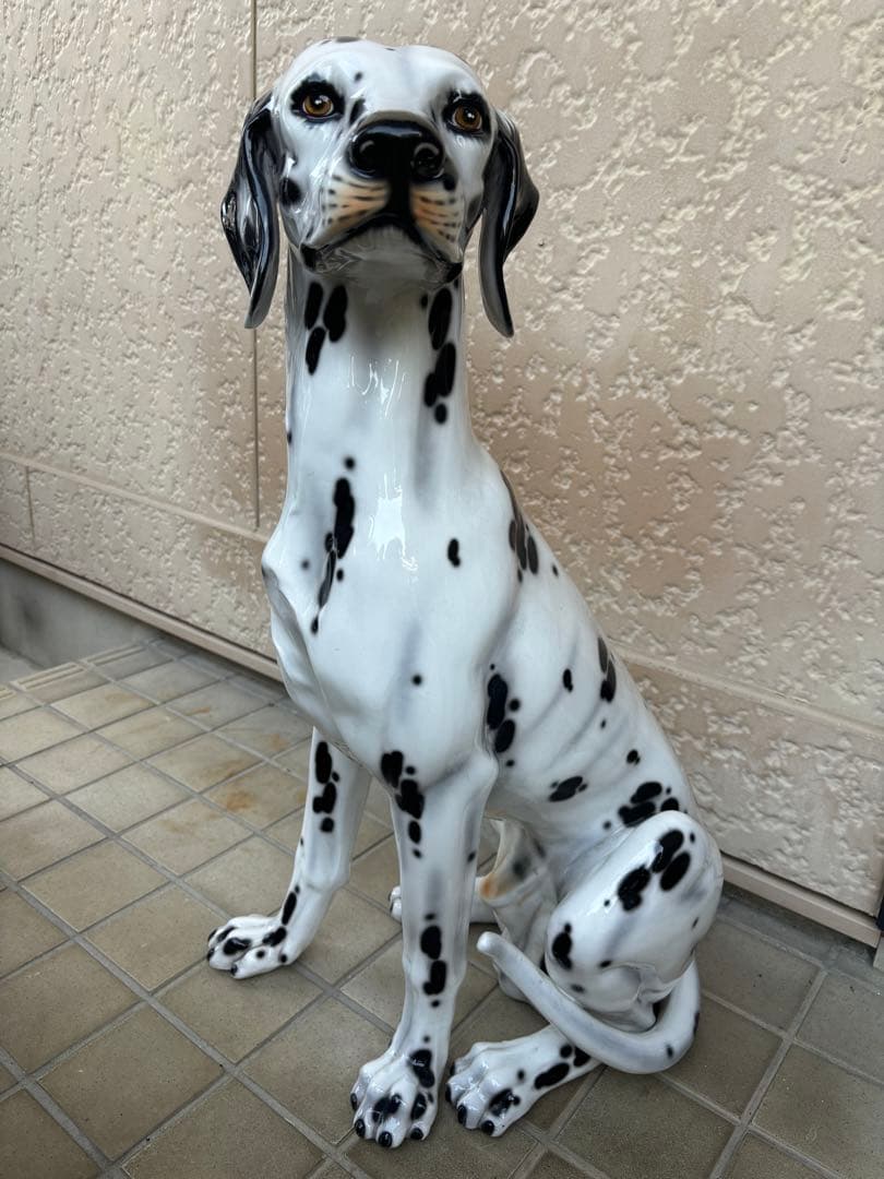 イタリア製 ダルメシアン 置物 陶器 実寸 オブジェ モニュメント 犬