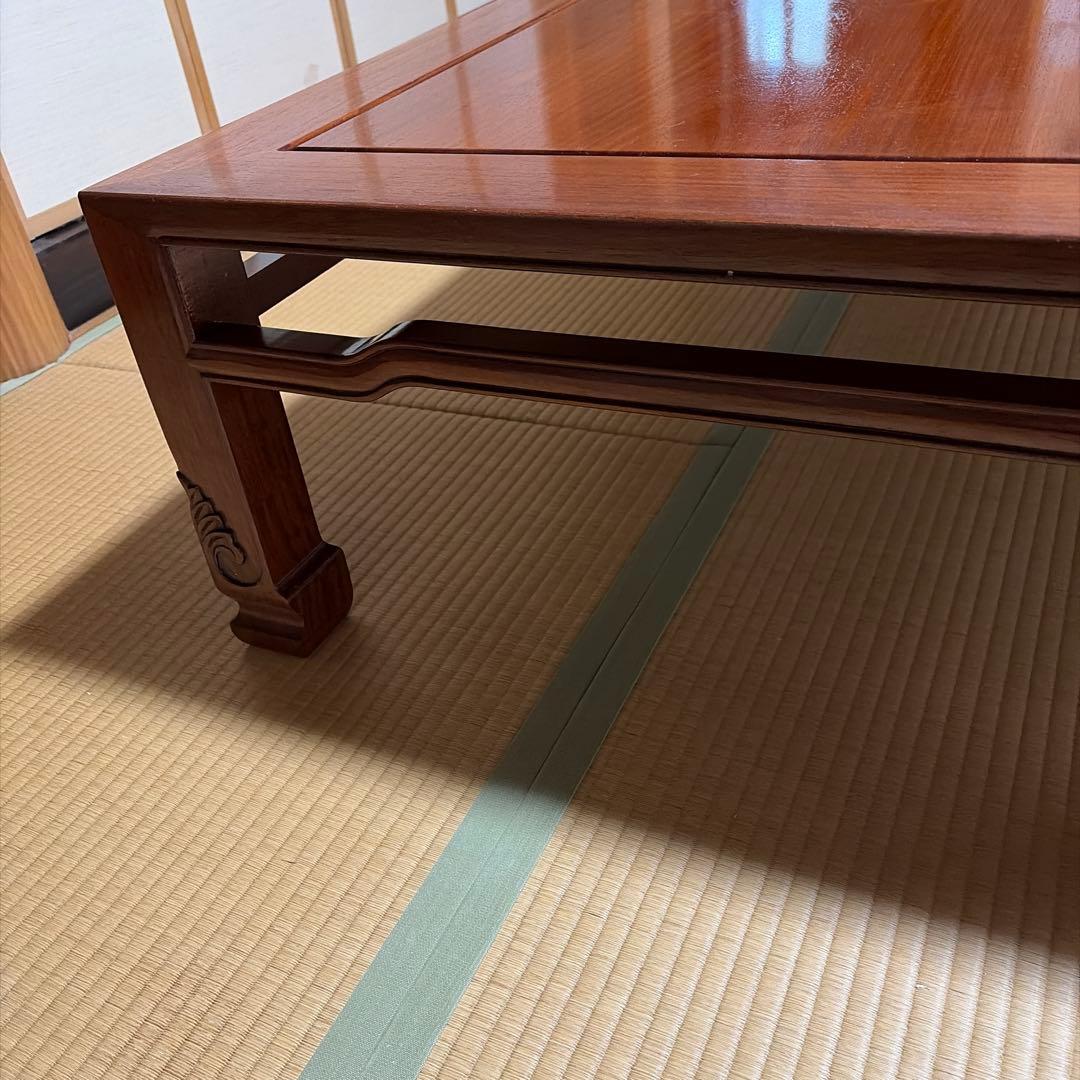 一枚板花梨(？) 円形木製座卓 ダークブラウン 大きめ