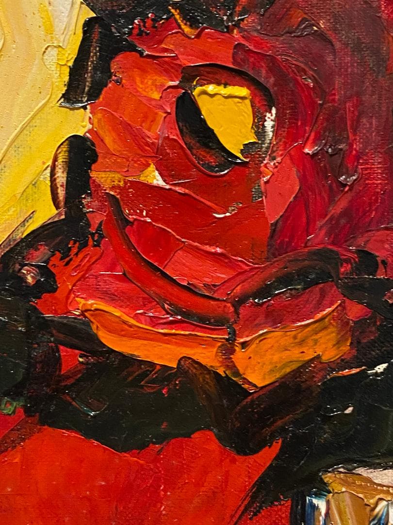 「真作」湯浅洋子「花」静物画　油彩画　額装　サイン有り　F8号