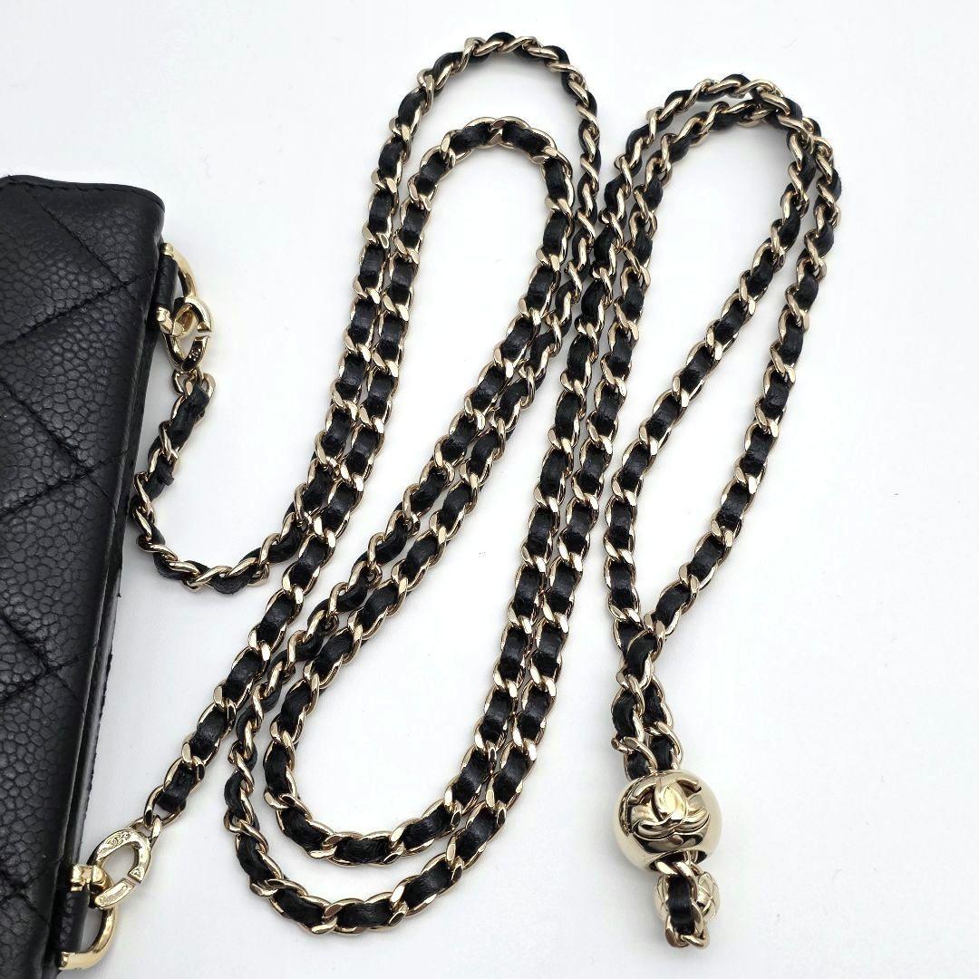 CHANEL iphone15proケース マトラッセ チェーン レザー CHANEL